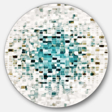 Geometric Blue Spots II - Abstract Round Metal Wall Art
